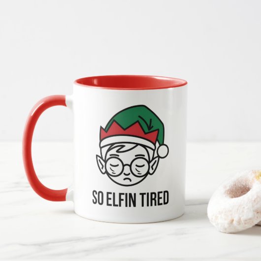 Funny ELF Kerstochtend, Stocking Stuffer Mok (Met donut)