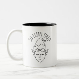 Funny ELF Kerstochtend, Stocking Stuffer Tweekleurige Koffiemok