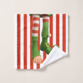 Funny Elf Legs | North Pole Mischief Christmas  Bad Handdoek (Wasdoekje)