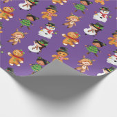 Funny Elf met Snowman Pattern  Kerstmis Cadeaupapier (Hoek)