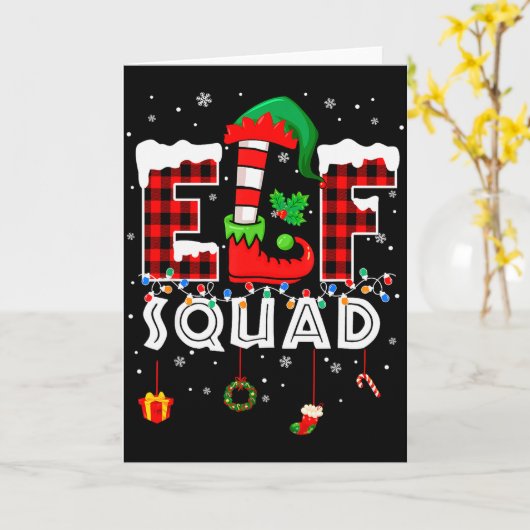 Funny Elf Squad Christmas Family Matching Pajamas  Kaart (Gele Bloem)