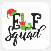 Funny elf squad Kerstwoordkunst Vierkante Sticker (Voorkant)