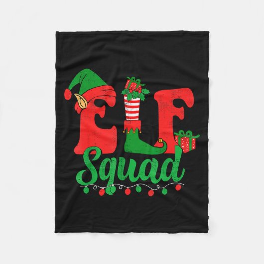Funny Elf Squad Santa Hat Family Matching Christma Fleece Deken (Voorkant)