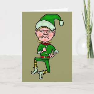 Funny Elfin Kerstmis Feestdagen Kaart