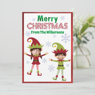 Funny Elves Aangepaste Kinder Foto's Vrolijk Kerst Feestdagenkaart
