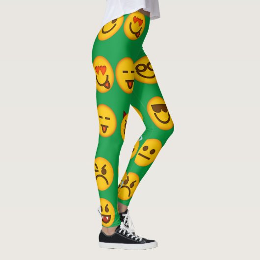 Funny Emoji leggings | Cute Green Leggings (Rechts)