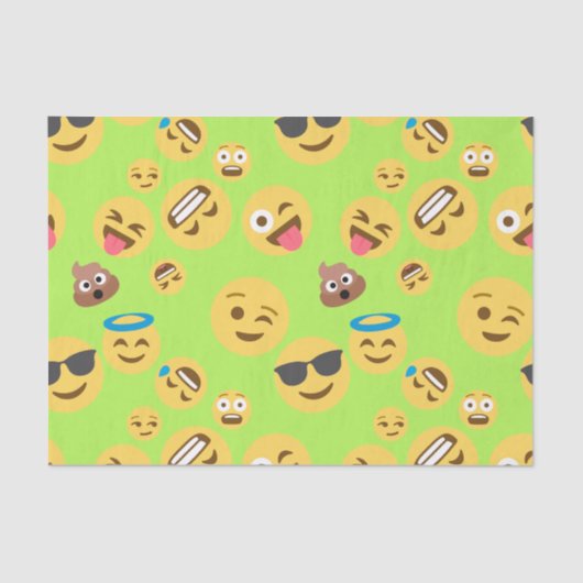 Funny Emoji Pattern (groen) Tissuepapier (Voorkant)
