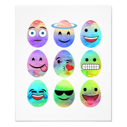 Funny Emojis, Easter Emoji Eggs, Emoticon Egg Foto Afdruk (Voorkant)