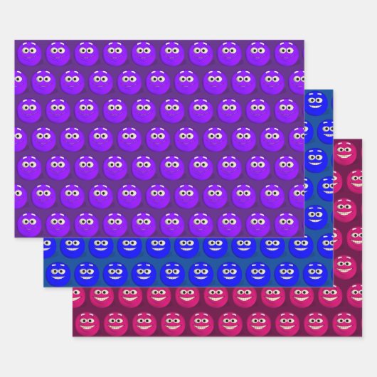Funny Emoticon Faces Tiled Pattern Inpakpapier Vel (Set)
