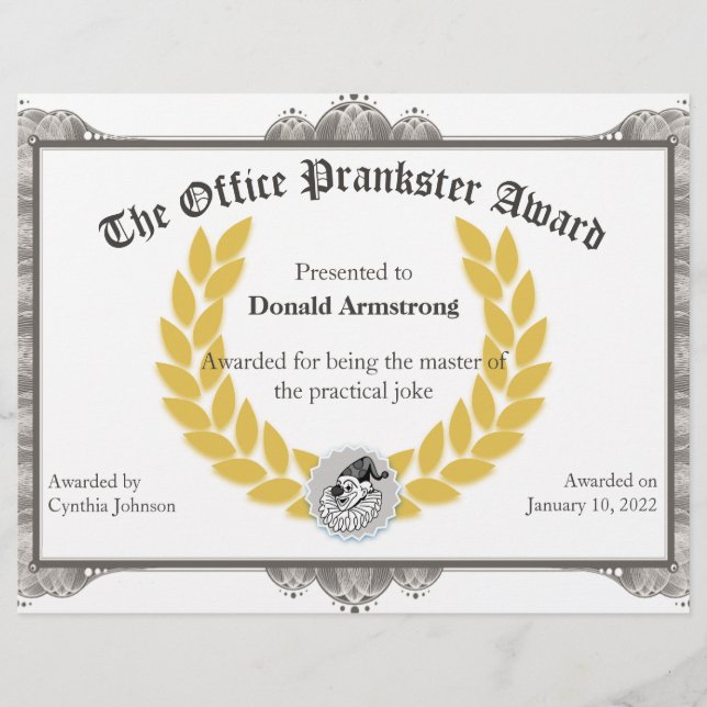 Funny Employee Award - Practical Joke (Voorkant)