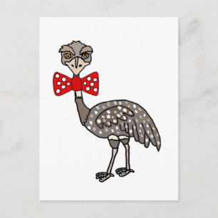 Funny Emu Bird met rode stropdas Briefkaart