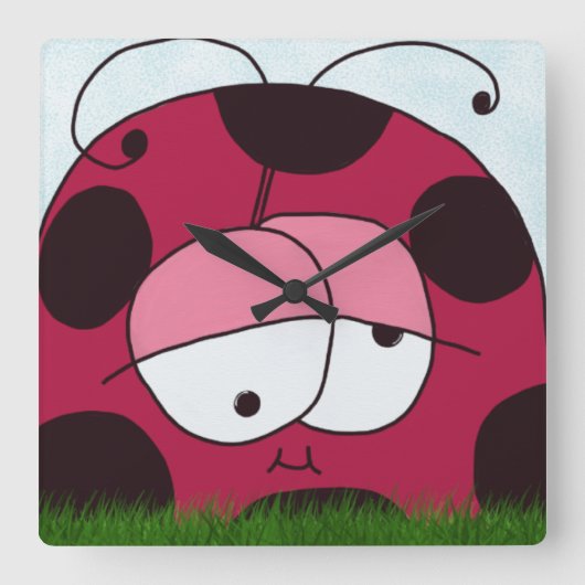 Funny en Chubby Ladybug Vierkante Klok (Voorkant)