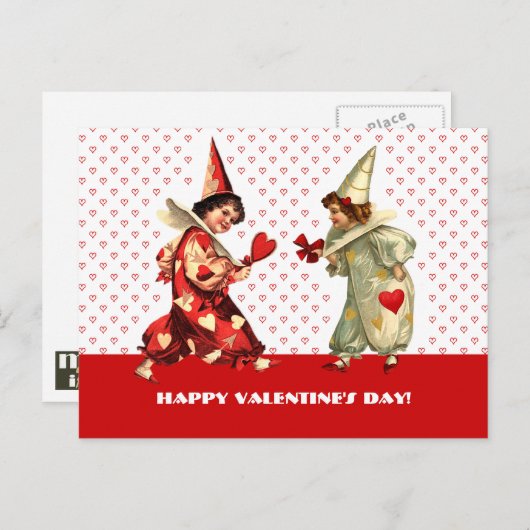 Funny Enfants Vintages Valentine's Day Cartes post (Devant / Derrière)