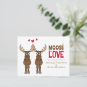 Funny Engagement Party Whimsical Moose QR Code Briefkaart (Staand voorkant)