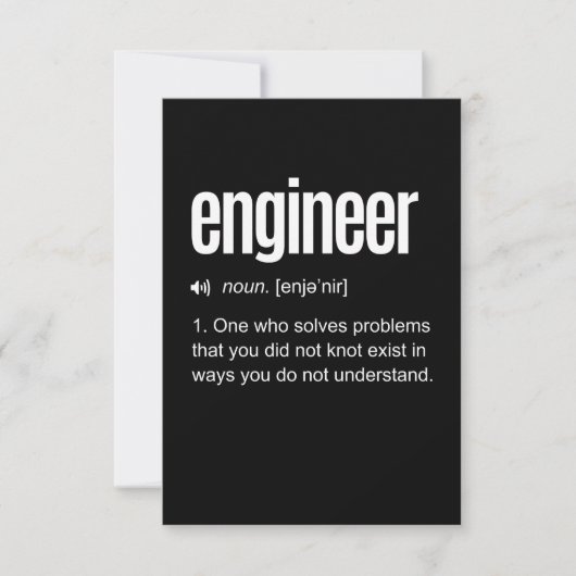 Funny Engineer Definition RSVP Kaartje (Voorkant)