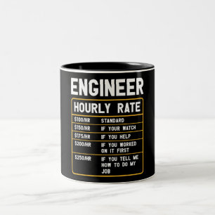 Funny Engineer Hourly Rate Two-Tone koffee Mok
