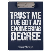 Funny Engineering Afstuderen Custom Engineer Blue Klembord (Voorkant)