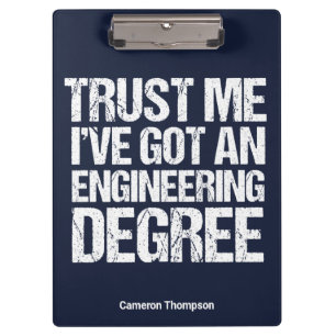 Funny Engineering Afstuderen Custom Engineer Blue Klembord