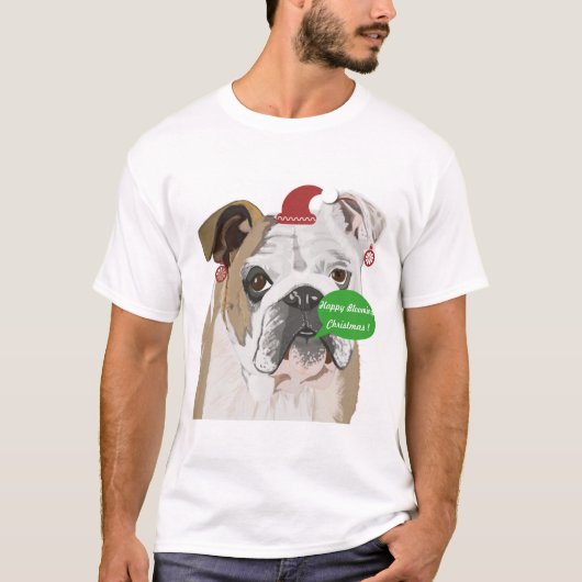 Funny English Bulldog Kerstmis T-shirt (Voorkant)