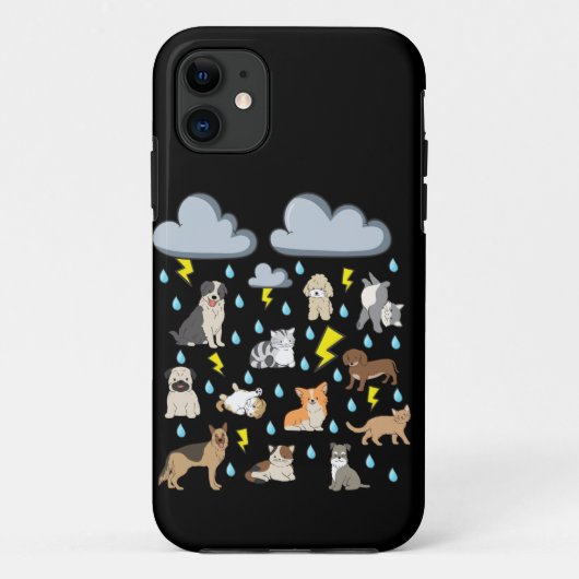 Funny English Idiom Raining Cats and Dogs Puppies Case-Mate iPhone Case (Achterkant)