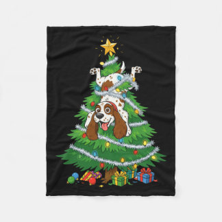 Funny English Springer Spaniel Dog Christmas Tree Fleece Deken