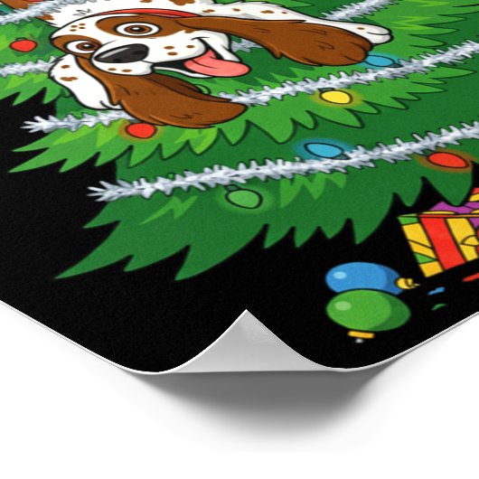 Funny English Springer Spaniel Dog Christmas Tree Poster (Hoek)