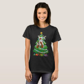 Funny English Springer Spaniel Dog Christmas Tree T-shirt (Voorkant volledig)