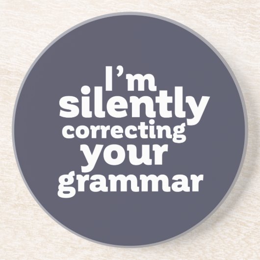 Funny English Teacher Silently Correction Grammar Zandsteen Onderzetter (Voorkant)