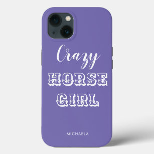 Funny Equestrian Paars Crazy Horse Girl Naam iPhone 13 Hoesje