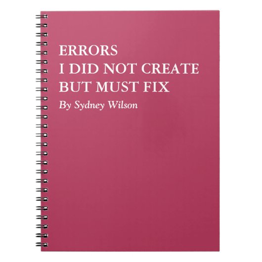 Funny Error Fixing Personalized Work Notitieboek (Voorkant)