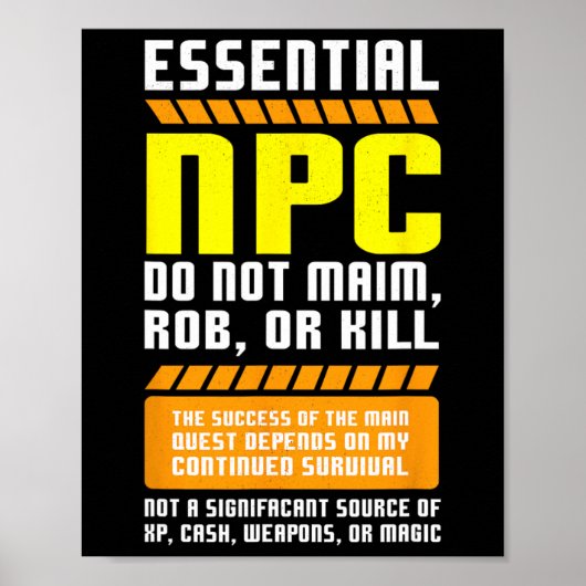 Funny Essential Npc Gamer And Gaming Non Player Ch Poster (Voorkant)