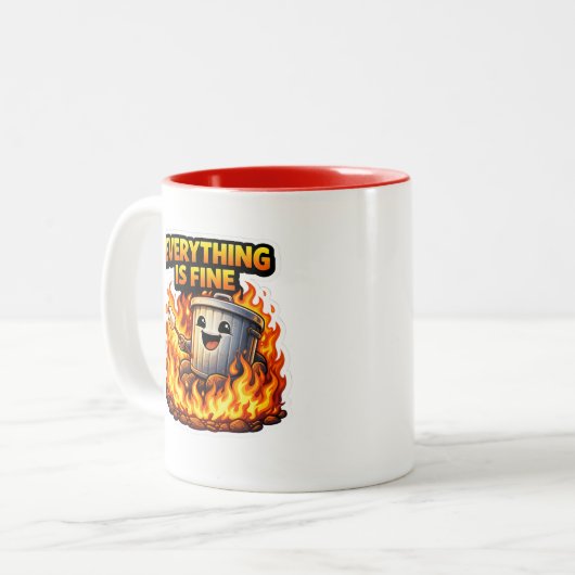  Funny Everything Is Fine Trash Can Mug (Devant gauche)