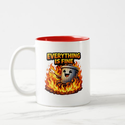 Funny Everything Is Fine Trash Can Mug (Gauche)