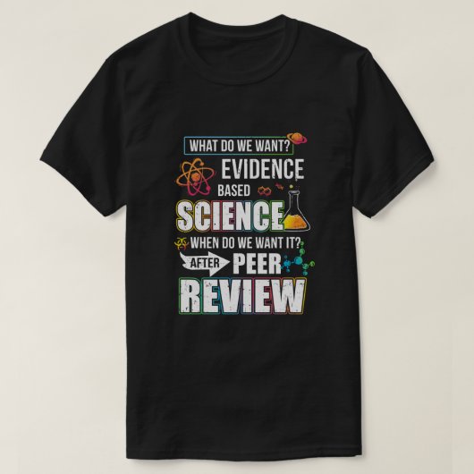 Funny Evidon Science After Peer Review T-shirt (Design voorkant)
