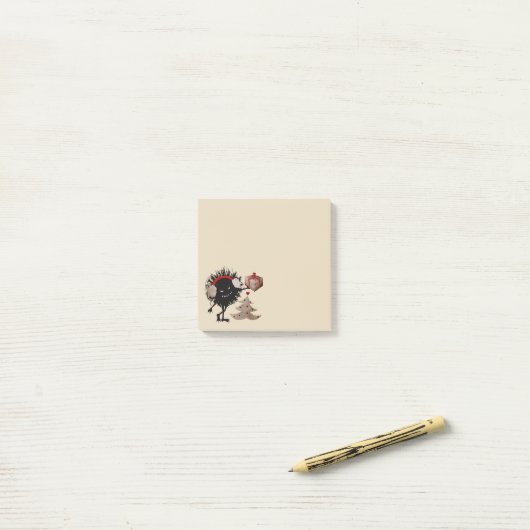 Funny Evil Bug geeft kerstcadeautjes Post-it® Notes (Op bureau)