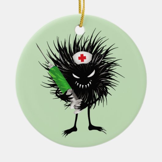 Funny Evil Bug verpleegster met spuit Keramisch Ornament (Voorkant)