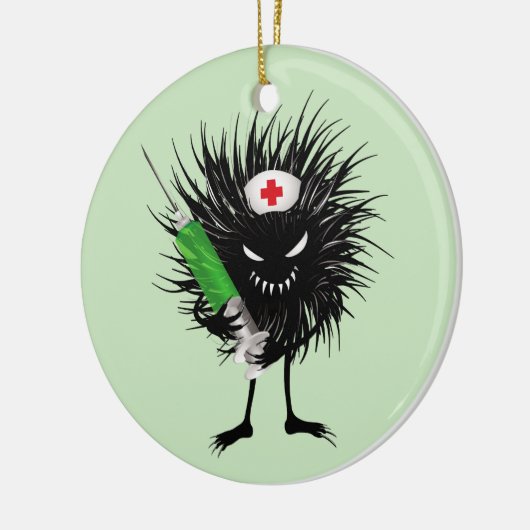 Funny Evil Bug verpleegster met spuit Keramisch Ornament (Links)
