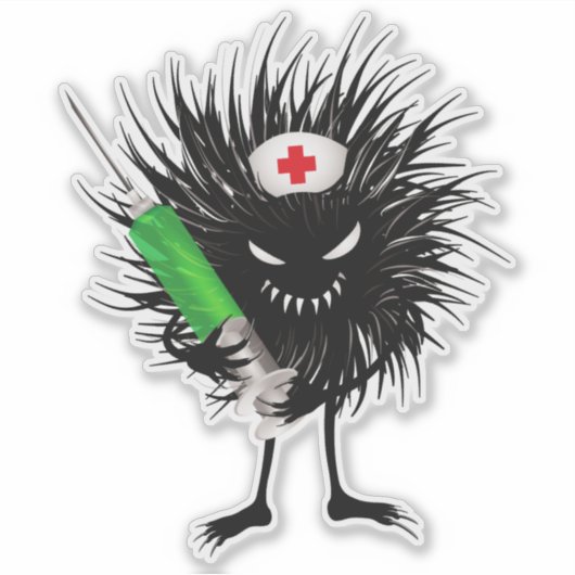 Funny Evil Bug verpleegster met spuit Sticker (Voorkant)
