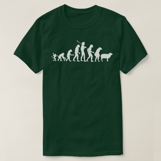 Funny Evolution Man geëvolueerd tot schaap T-shirt (Design voorkant)