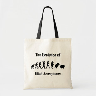 Funny Evolution of Man Parody Tote Bag