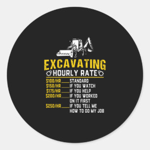 Funny Excavator met uursnelheid Ronde Sticker