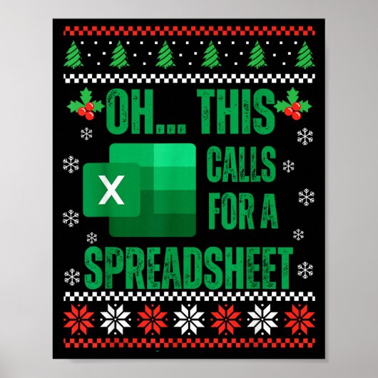 Funny Excel Spreadsheets Christmas Sweater Lover A Poster (Voorkant)