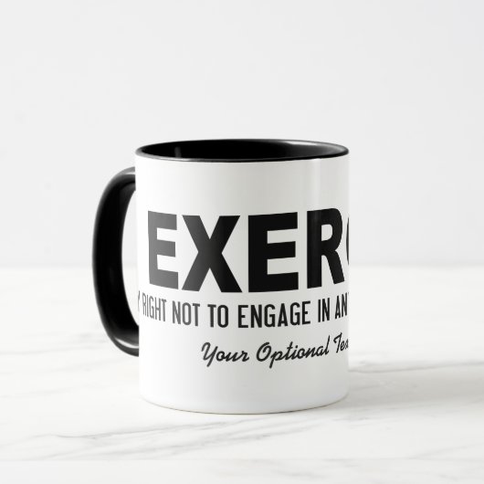 Funny Exercy custom text mokken (Voorkant links)