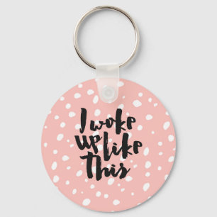 Funny expression koraalwitte moderne poka dots sleutelhanger