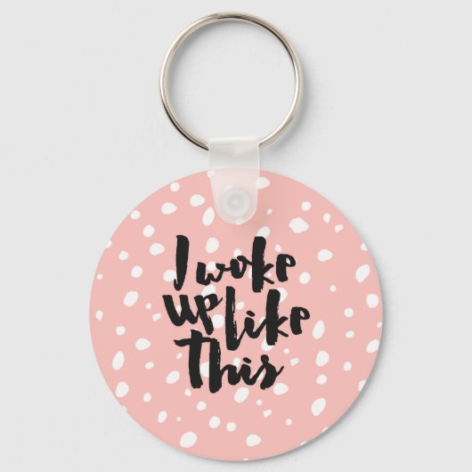 Funny expression koraalwitte moderne poka dots sleutelhanger (Voorkant)