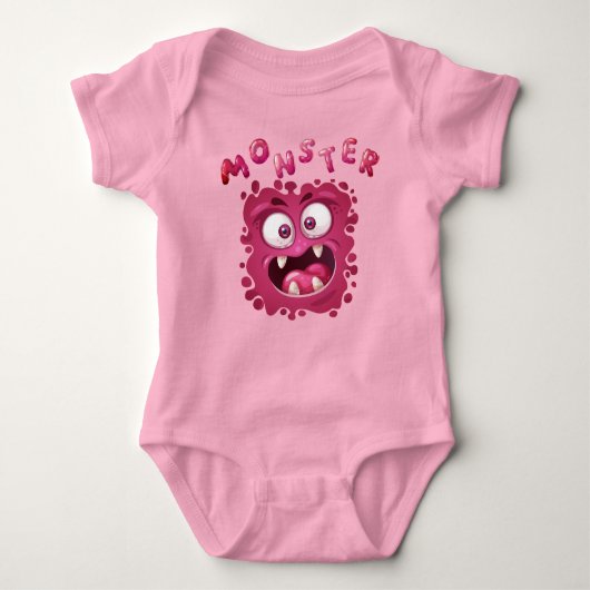 Funny Expressions Roze Monster Face Romper (Voorkant)