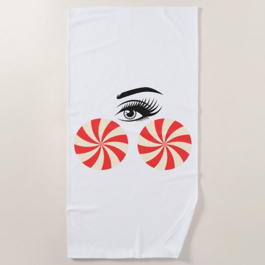 Funny Eye Candy Beach Towel for Women Strandlaken (Voorkant)
