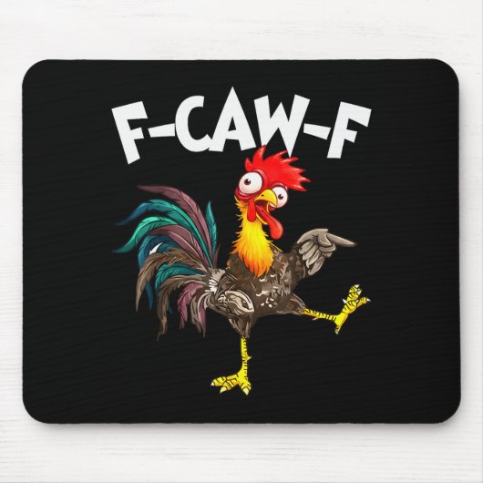 Funny F-awk-f Chicken F-caw-f Rooster Pun Retro Muismat (Voorkant)
