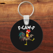 Funny F-awk-f Chicken F-caw-f Rooster Pun Retro Sleutelhanger (Voorkant)