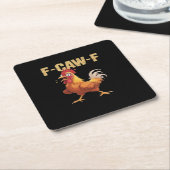 Funny F-Caw-F Chicken Retro Style Vierkante Kartonnen Onderzetter (Schuin)